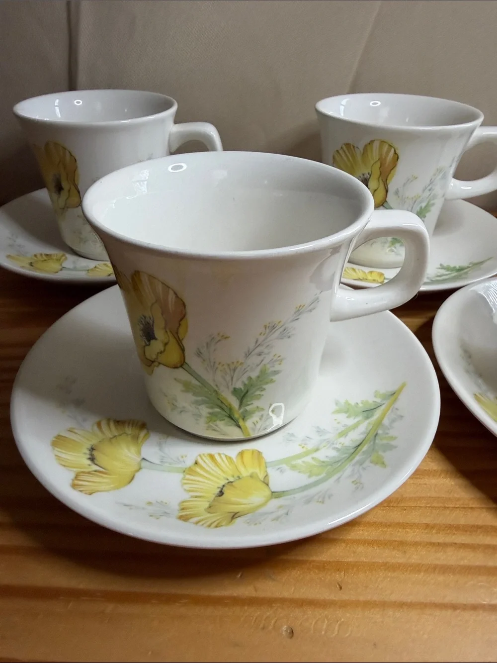 Vintage Noritake Craftone Buttercup 8769 Cups and Saucers Set of 5 Pairs